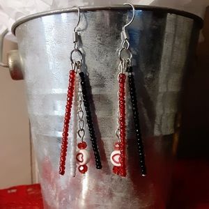 Handmade Valentines Day dangle earrings